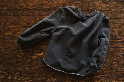 Charcoal Grey Raw Hem Shirt: 3T