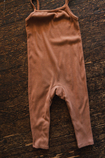 Rust Brown Ribbed Sleeveless Romper: 2-3yr