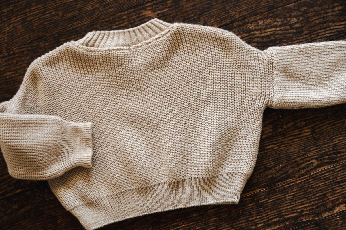 Beige Knit Pullover Sweater: 3mos