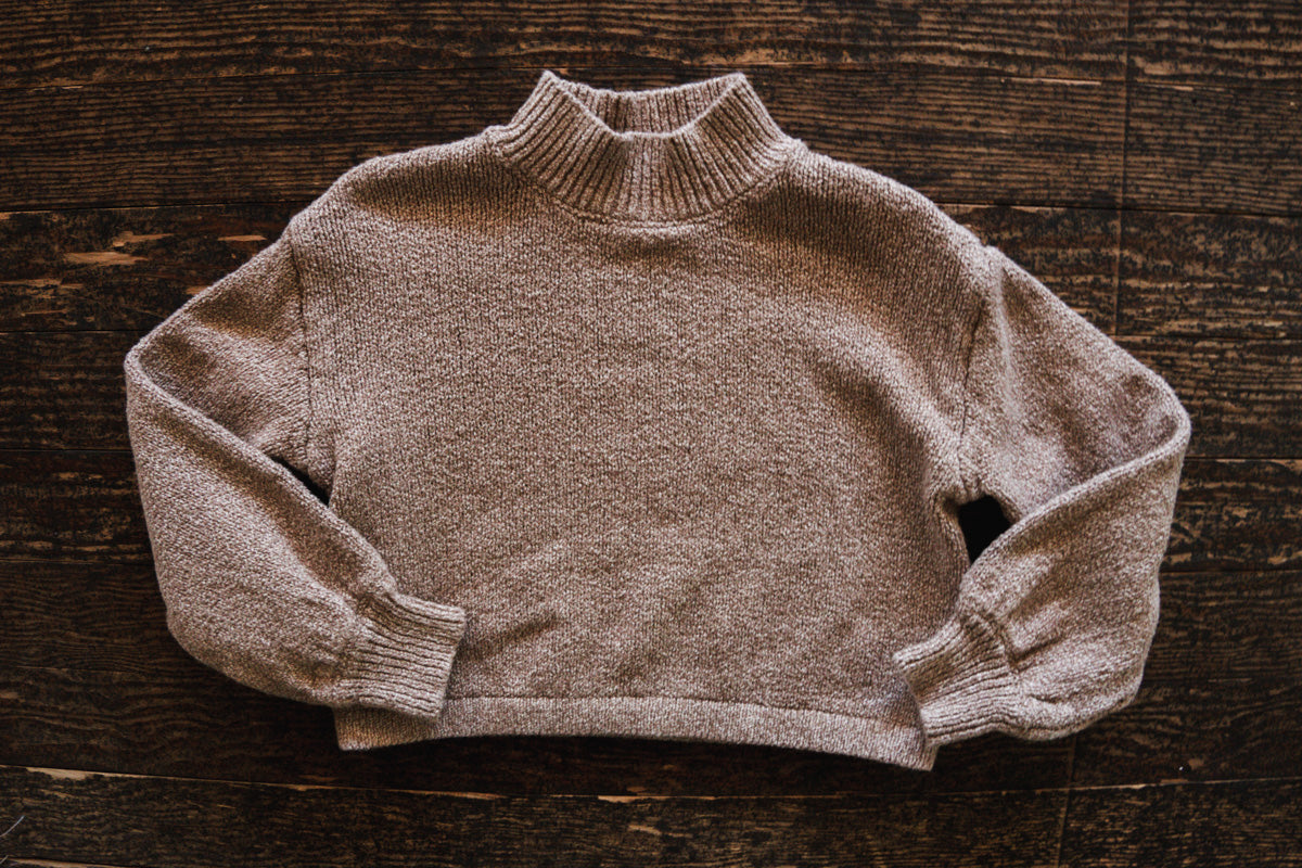 Brown Melange Turtleneck Knit Sweatshirt: 2-3yr