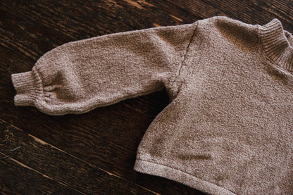 Brown Melange Turtleneck Knit Sweatshirt: 2-3yr