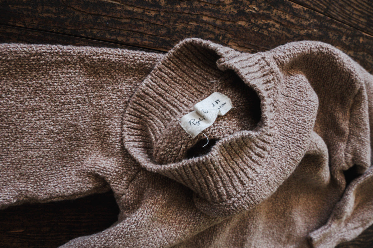 Brown Melange Turtleneck Knit Sweatshirt: 2-3yr