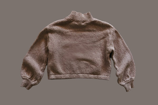 Brown Melange Turtleneck Knit Sweatshirt: 2-3yr