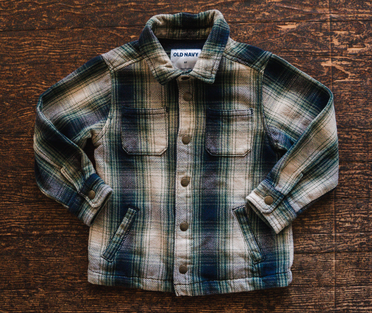 Flannel Plaid Snap Shacket: 5yr