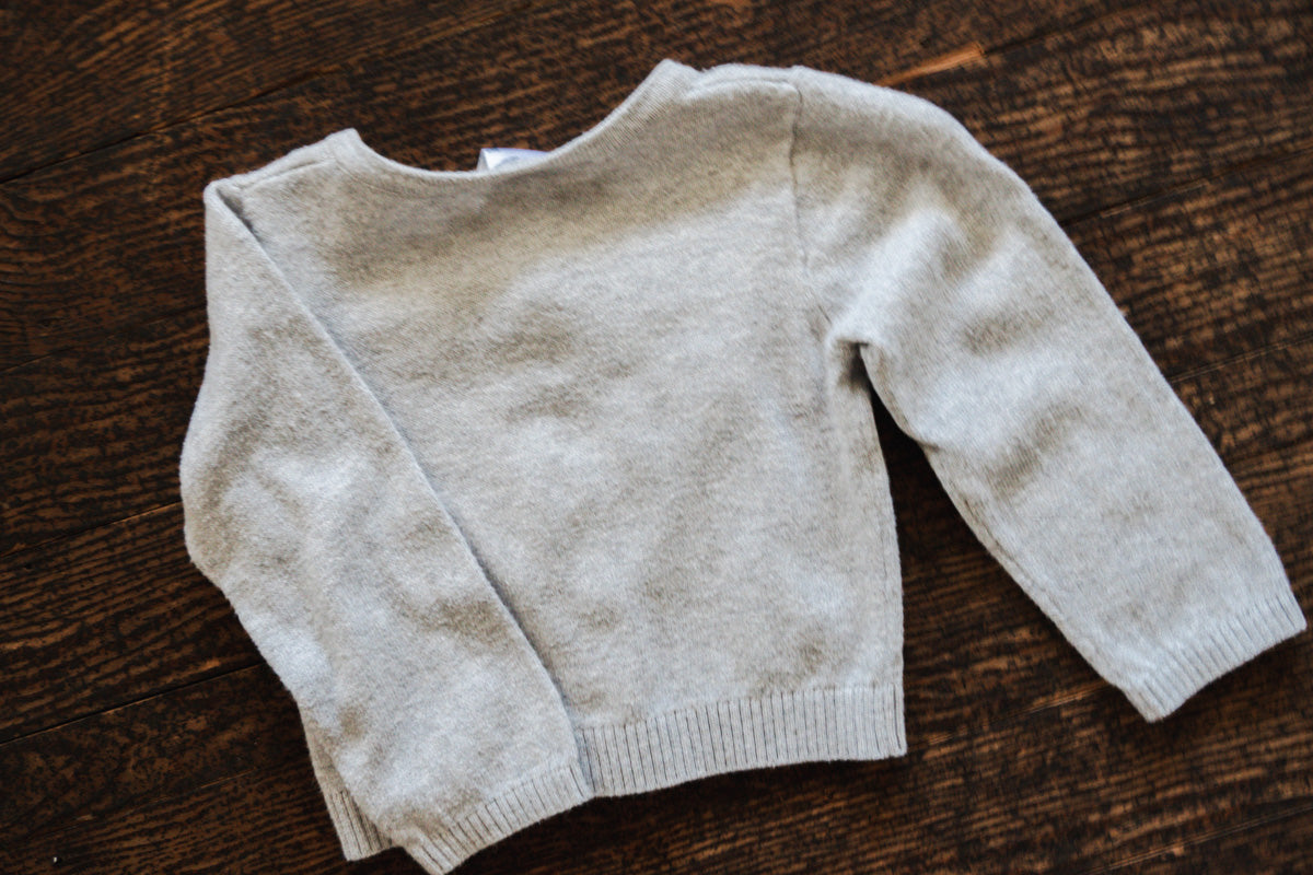 Grey Knit Thin Cardigan Sweater: 12mos