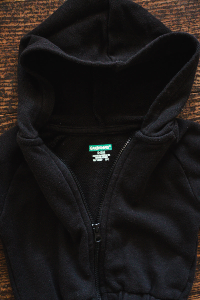 Black French Terry Zipper Hoodie: 0-3mos