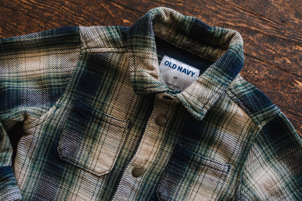 Flannel Plaid Snap Shacket: 5yr